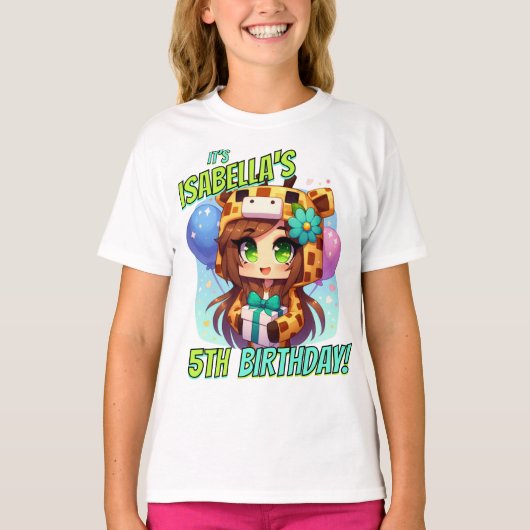 Minecraft Birthday, Niedlich Girl, Minecrafter, Pa T-Shirt (Vorderseite)