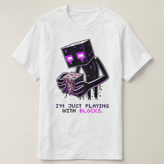 Minecraft Enderman, ich spiele nur mit Blöcken, T-Shirt (Design vorne)