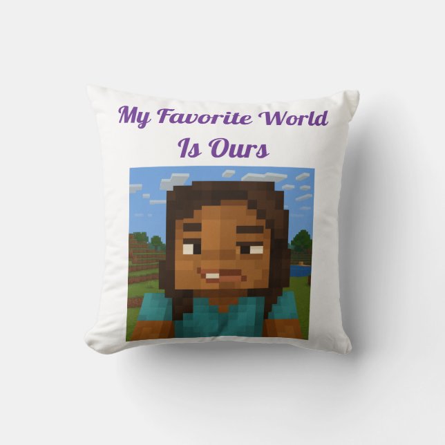 Minecraft-Inspired Gamer Pillow | Pixel Art Couple Kissen (Vorderseite)