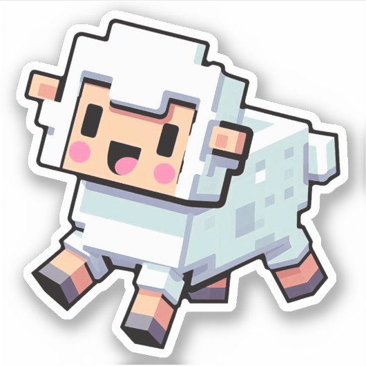 Minecraft, Niedliches Schaf, Minecrafter, Chibi-Au Aufkleber (Vorderseite)