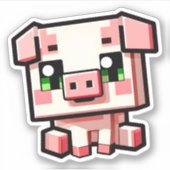 Minecraft, Niedliches Schwein, Minecrafter, Aufkle Aufkleber (Vorderseite)