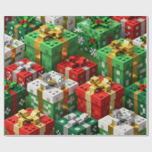 Minecraft Style Christmas Present Box Gift Wrap Geschenkpapier (Flach)