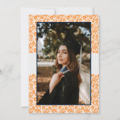 Miner Orange Floral Damask Foto Abschluss Einladung (Rückseite)
