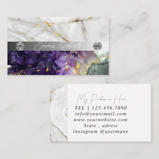 Mineral Amethyst Kristallquartz Textur Visitenkarte (Vorne/Hinten)