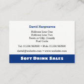 Mineralwasser & Getränke Visitenkarte. Visitenkarte (Rückseite)