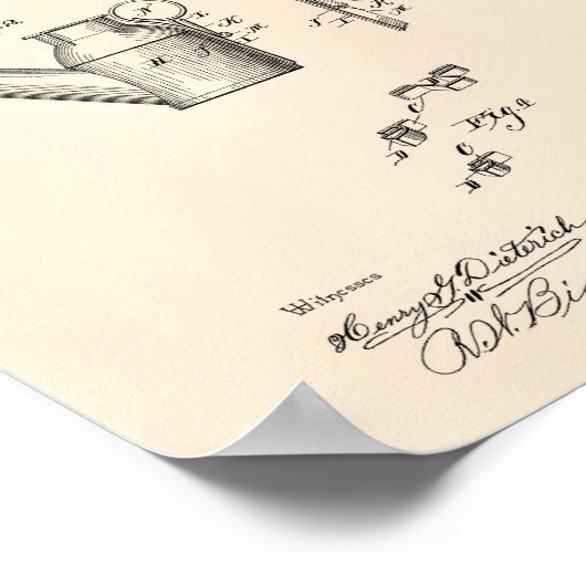 Miners Lamp Holder 1890 Patent Art Old Peper Poster (Ecke)