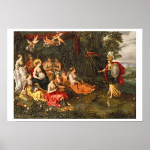 Minerva, der die Musen auf Berg Helicon besucht Poster