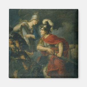 Minerva, der ihr Neid im Polierschild zeigt Magnet