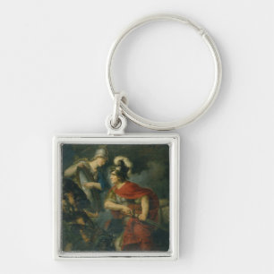 Minerva, der ihr Neid im Polierschild zeigt Schlüsselanhänger