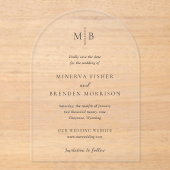 Minerva Modern Elegante Wedding Save the Date Acryleinladungen (Vorderseite)