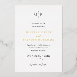 Minerva Modern Elegante Wedding Save the Date Folieneinladung
