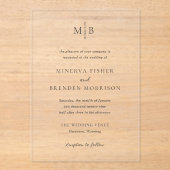 Minerva Moderne Elegante Hochzeit Acryleinladungen (Vorderseite)