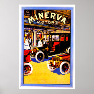 Minerva ~ Vintage belgische Kfz-Werbung Poster