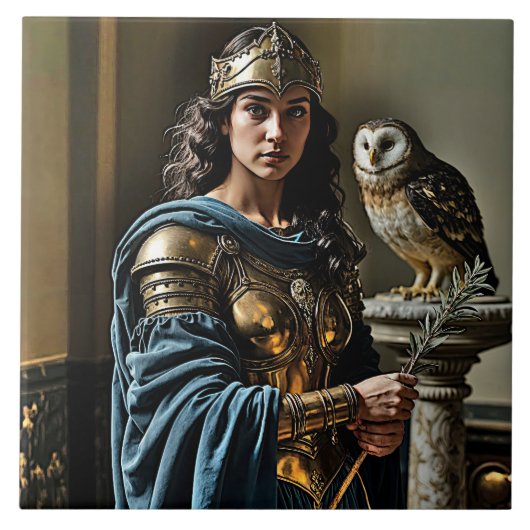 Minervas stille Vigil - römische Göttin Fliese (Vorderseite)