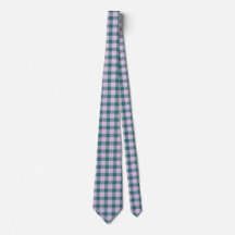 Ming and Melanie Plaid Blue Pink Neck Tie