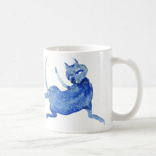MING Blaue Katze Blau-weiße Tasse