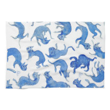 Ming Blue Floating Cats Küchenhandtuch - Miao-Chi