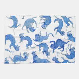 Ming Blue Floating Cats Küchenhandtuch - Miao-Chi Geschirrtuch
