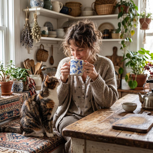 Ming-Himmels-Katzen-Porzellan-Kunstkeramik Kaffeetasse