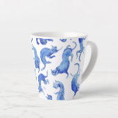 Ming-Stil Blaue Schwebende Katzen Latte Tasse (Rechte Ecke)