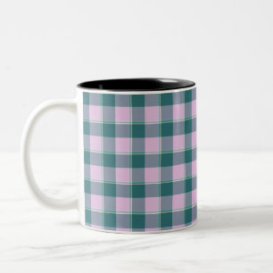 Ming und Melanie Kariert Pink Türkis Zweifarbige Tasse