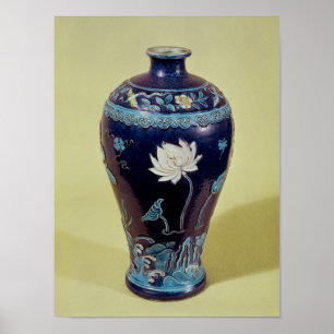 Ming Vase mit der drei Farbdekoration Poster