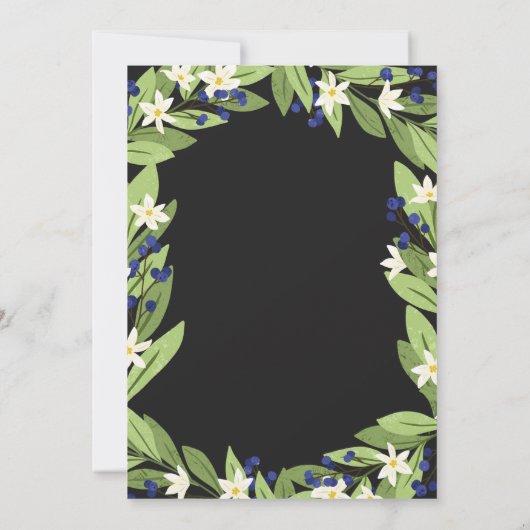 Minge Jingle Floral Blue Berries Weihnachtsfest Pa Einladung (Rückseite)