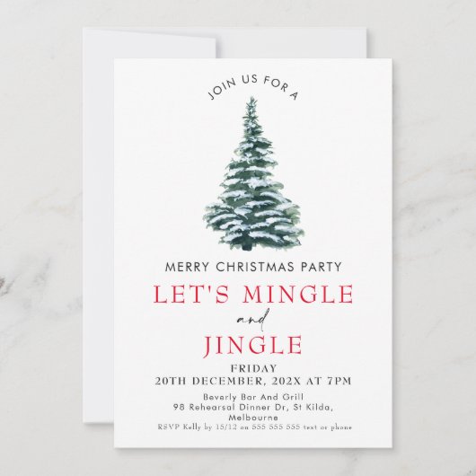 Mingle Jingle Christmas Tree Christmas Party  Einladung (Vorderseite)