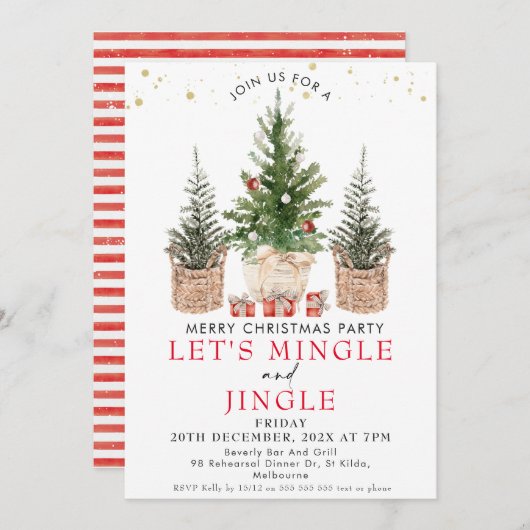 Mingle Jingle Christmas Trees Weihnachtsbaum Weihn Einladung (Vorne/Hinten)