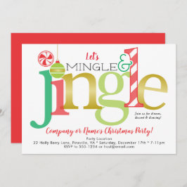 Mingle & Jingle Red Gold Holiday Weihnachts-Party Einladung
