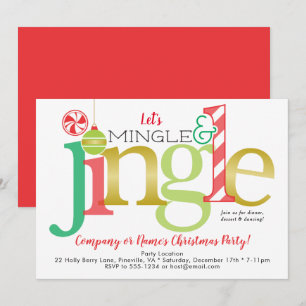 Mingle & Jingle Red Gold Holiday Weihnachts-Party Einladung