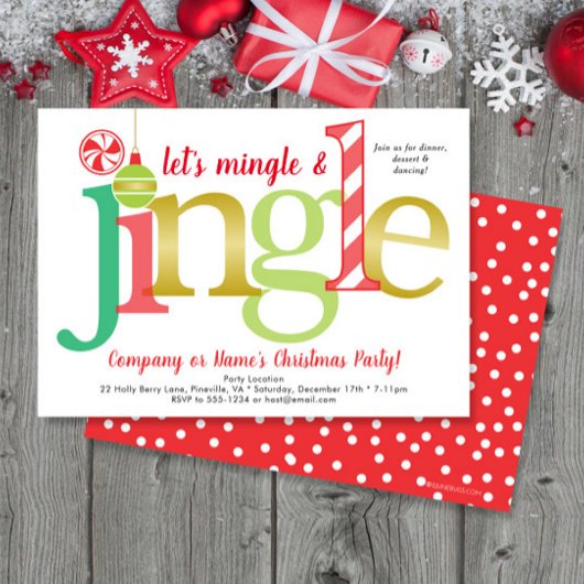 Mingle & Jingle Red Gold Niedliches Weihnachtsfest Einladung