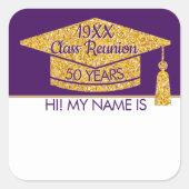 Mingle! Tragen Sie dieses Wiedersehen-Namensschild Quadratischer Aufkleber (Vorderseite)