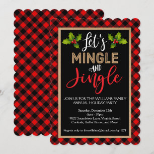 Mingle und Jingle Buffalo Kariertes Party Einladung