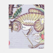 Minhwa Tiger mit Kaninchen und Pipe Fleecedecke (Vorderseite)