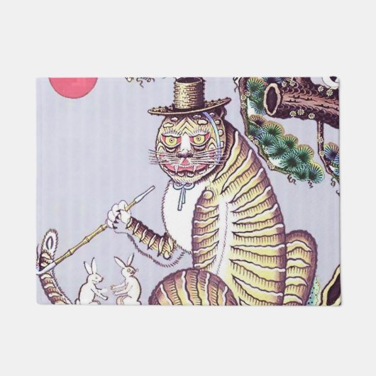 Minhwa Tiger mit Kaninchen und Pipe Fußmatte (Vorderseite)