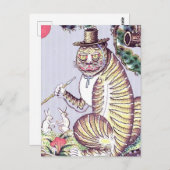Minhwa Tiger mit Kaninchen und Pipe Postkarte (Vorne/Hinten)