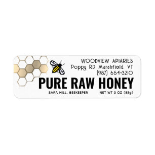 Mini 2,25" Honey Label Niedliche Biene & goldfarbe
