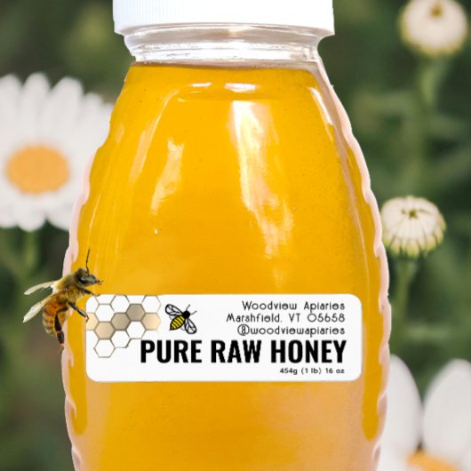 Mini 2,25" Honey Label Niedliche Bienen & Goldwabe