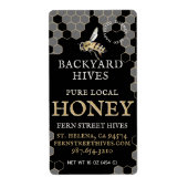 Mini 2"x 3,75" Backyard Honey Label mit Biene (Vorne)