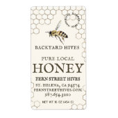 Mini 2"x 3,75" Backyard Honey Label mit Biene (Vorne)