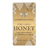 Mini 2" x 3,75" Gold Honey Label mit Heraldic Bee (Vorne)