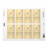 Mini 2"x 3,75" Gold Honey Label mit Heraldic Bee (Vorne)