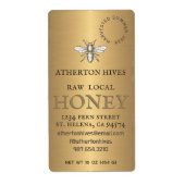 Mini 2"x 3,75" Gold Honey Label mit Heraldic Bee (Vorne)