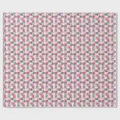 Mini Abstrakt Gingham Pink und Grau Geschenkpapier (Flach)