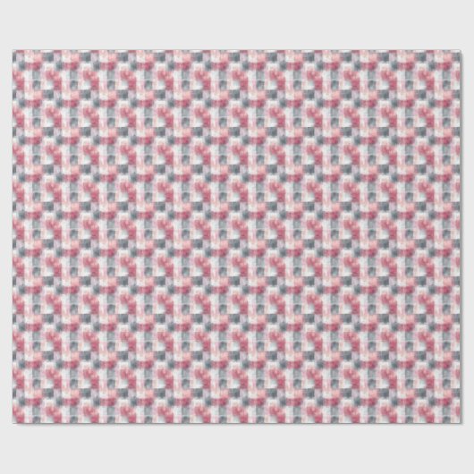 Mini Abstrakt Gingham Pink und Grau Geschenkpapier (Flach)
