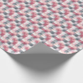 Mini Abstrakt Gingham Pink und Grau Geschenkpapier (Ecke)