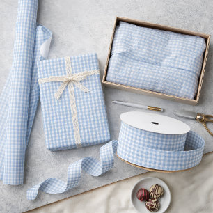Mini-Airy-Blue-Gingham-Karomuster Geschenkpapier