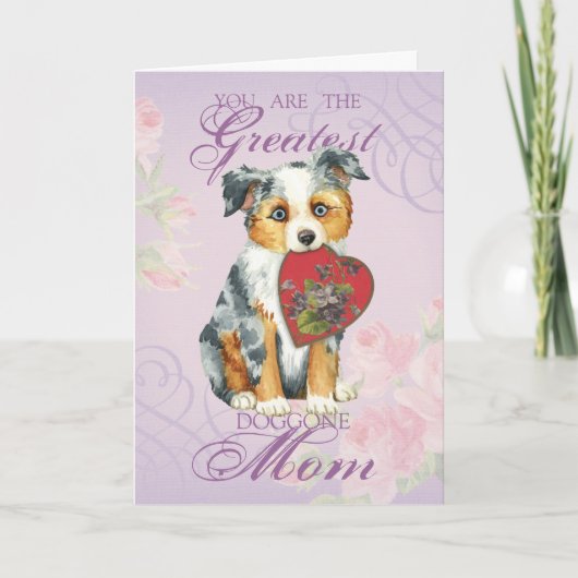 Mini American Shepherd Heart Mama Karte (Vorderseite)