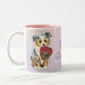 Mini American Shepherd Heart Mama Zweifarbige Tasse (Links)